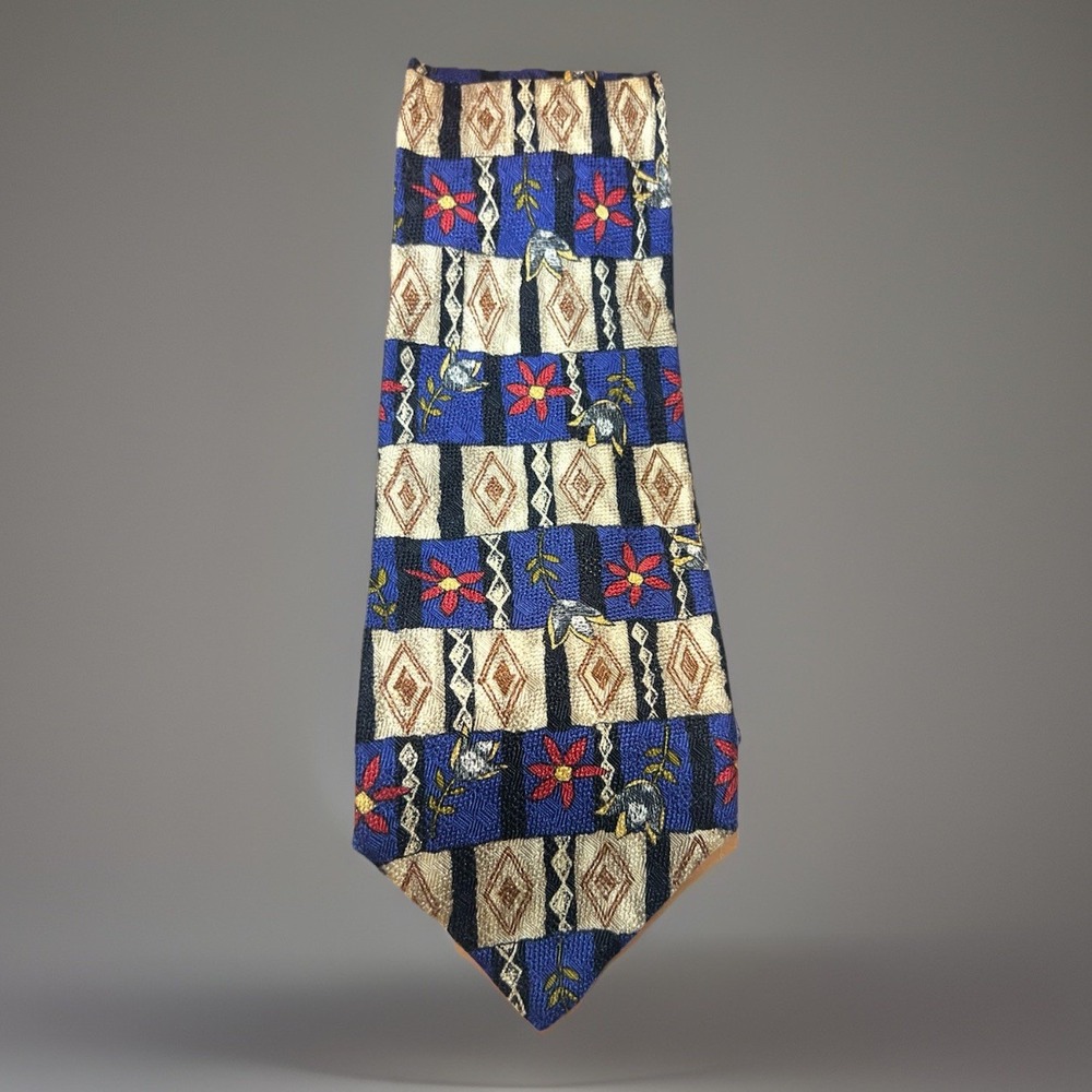 Vintage Fumagalli's for Neiman Marcus Spain 100% Silk Tie Black Floral